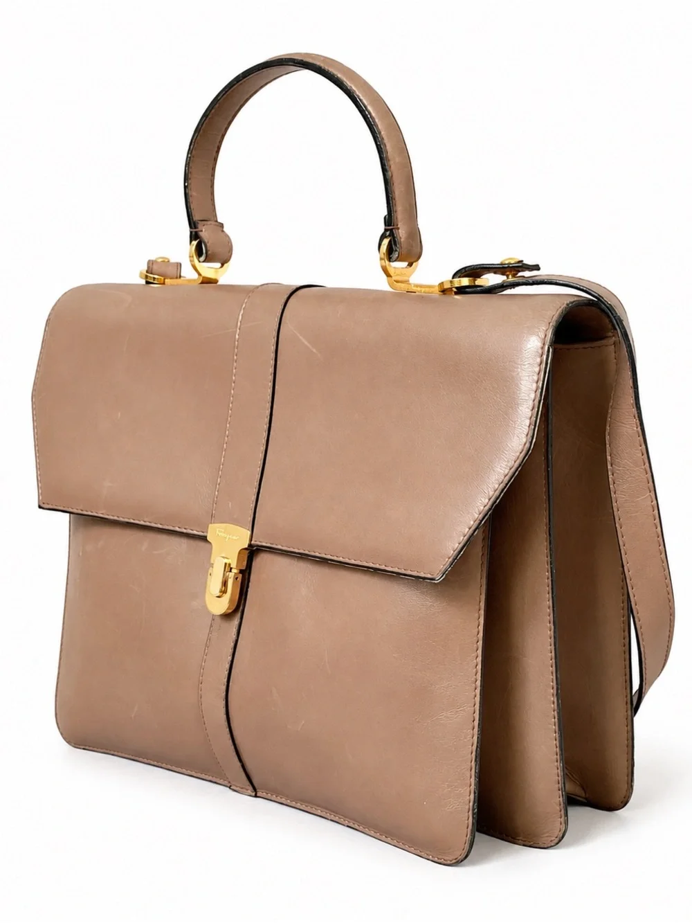 Vintage Salvatore Ferragamo Leather Top Handle Satchel Briefcase Italy